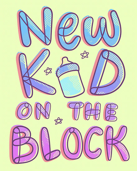 baby card new kid on the block arrival