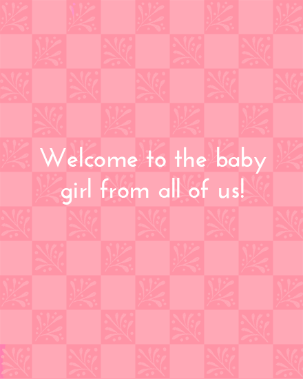 baby card pattern pink girl for her female arrival