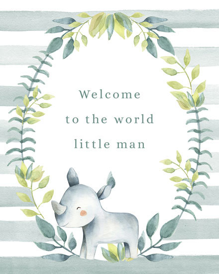 baby card rhino little man plants stripes cute arrival