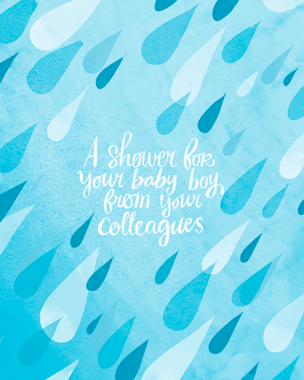 baby card shower boy rain drops pattern him arrival
