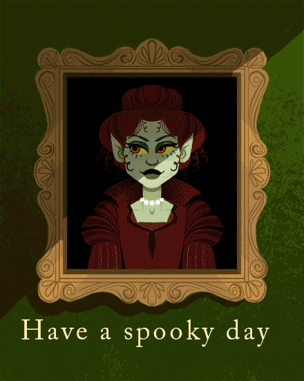 frame painting spooky halloween card lady frame photo picture moving portrait