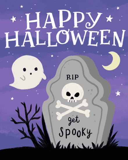 Halloween tombstone ghost RIP moon stars cemetery