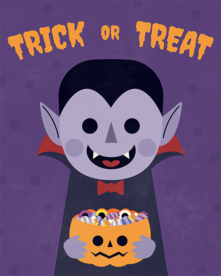 halloween trick or treat vampire candy kids