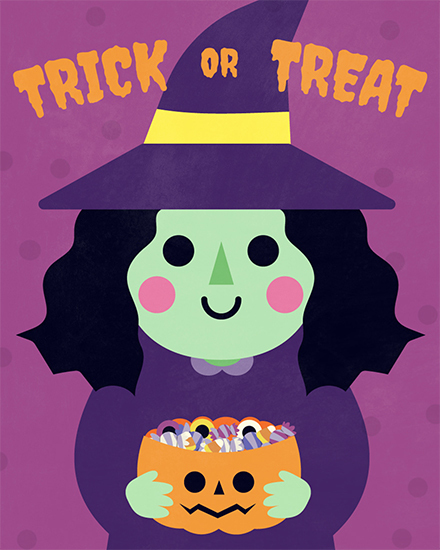 halloween trick or treat witch kids candy pumpkin
