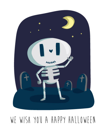 halloween card we wish you a happy halloween skeleton