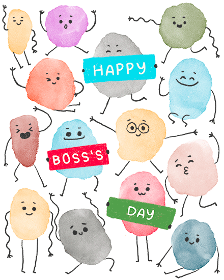 boss's day blob characters bosss day card shapes