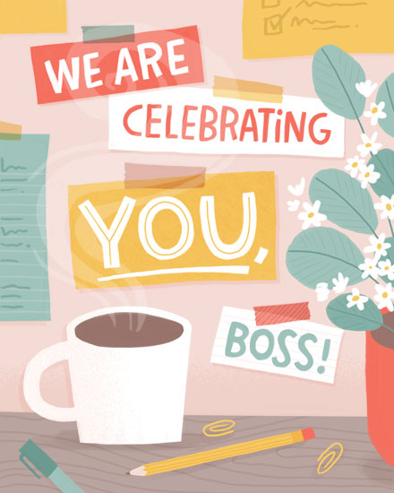boss's day boss day card we are celebrating you boss sticky note