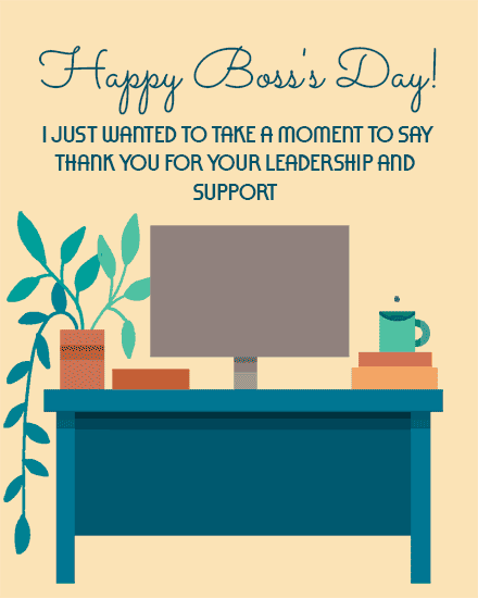boss's day desk leadership computer coffee plants