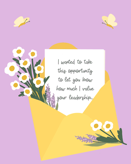 boss's day envelope and flowers butterflies 