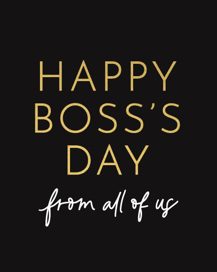 boss's day from all of us boss day card lettering typography bosss sophisticated