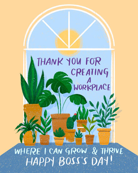 boss's day glow and thrive plants sun window