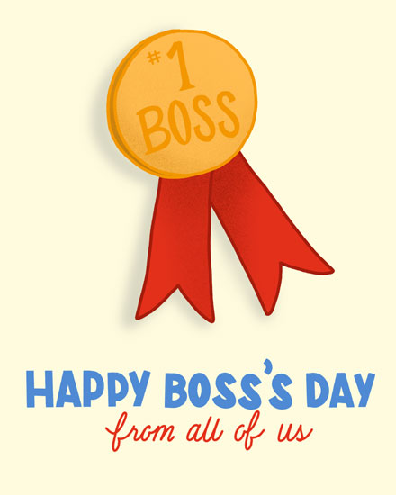 boss's day boss day card from all of us gold medal ribbon