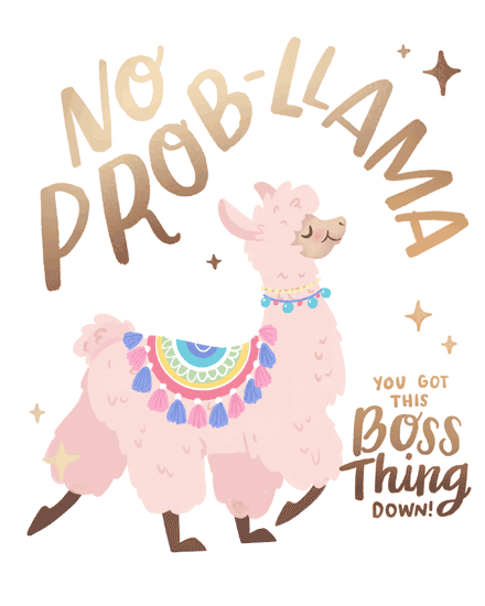 boss's day llama unicorn gold