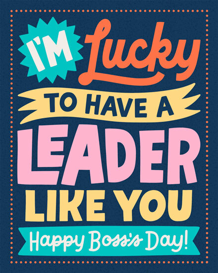 boss's day lucky leader like you lettering