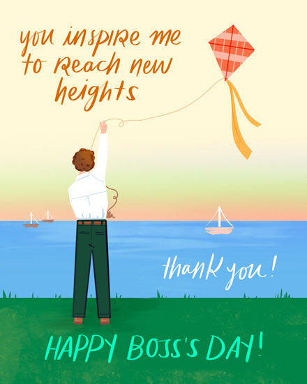 boss's day man flying kite