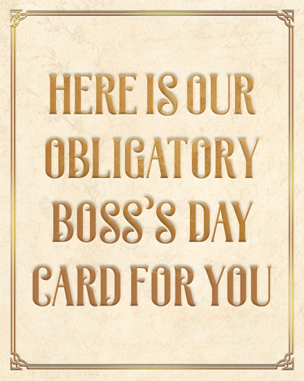 boss's day obligated card elegant gold marble texture