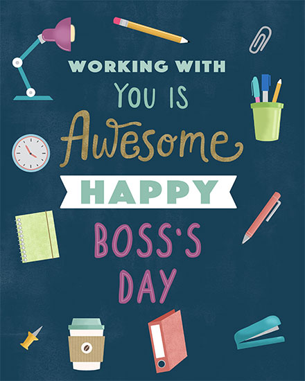 boss's day boss day card working with you is awesome office supplies