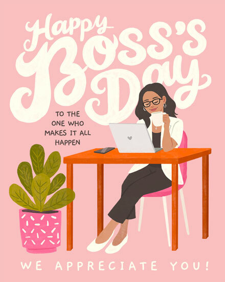 boss's day office work laptop appreciate woman