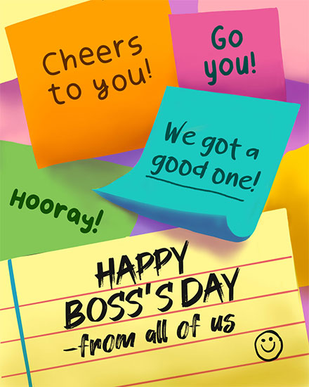 boss's day boss day card colorful post it notes sticky note