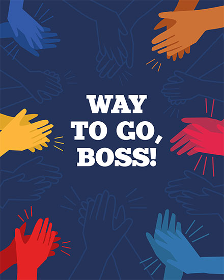 boss's day boss day card way to go boss clapping hands