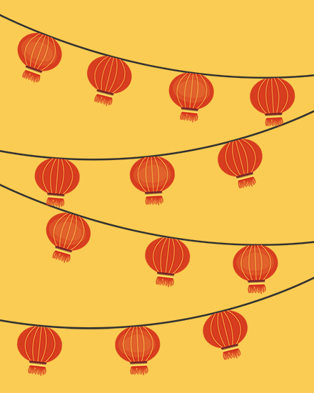 chinese new year card chinese lanterns