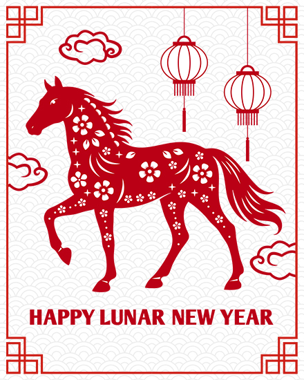 lunar new year paper cut horse