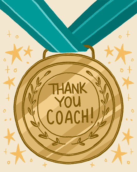 coach appreciation card thank you coach medal gold animated