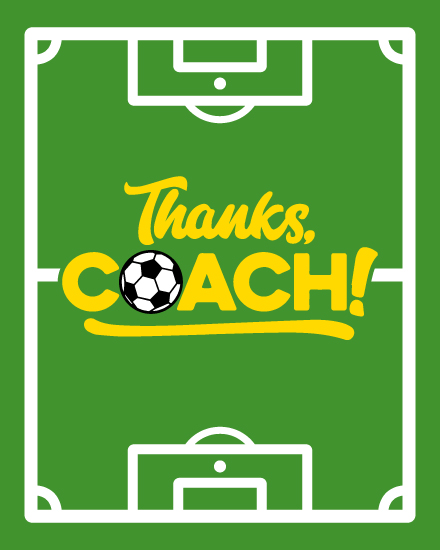 coach appreciation card thanks coach soccer field clipboard
