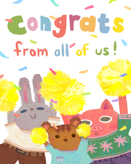 congratulations card animal cheer