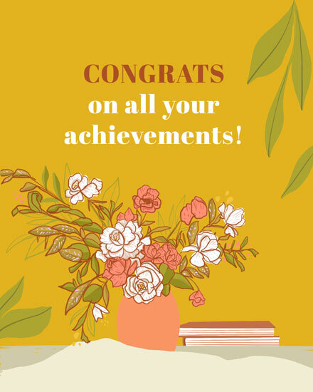 flowers book GG congratulations card leaves flower book vase