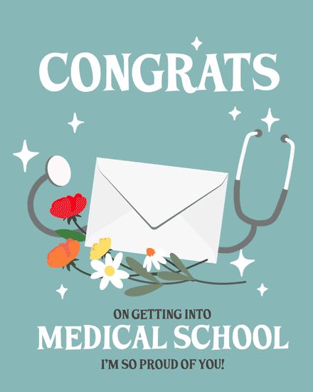 congratulations medical school floral envelope card flowers