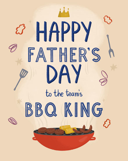 father's day fathers day card bbq king barbecue grill sausage steak crown