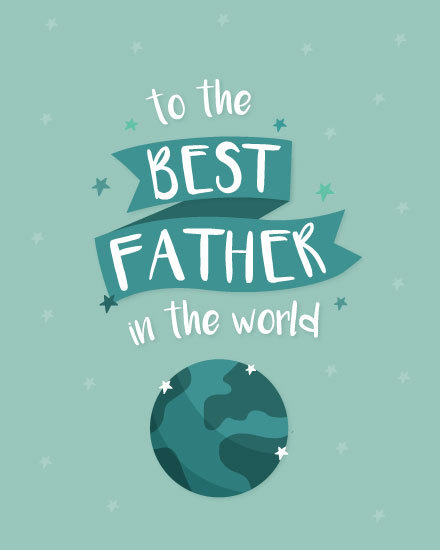 father's day fathers day card best in the world earth stars ribbon