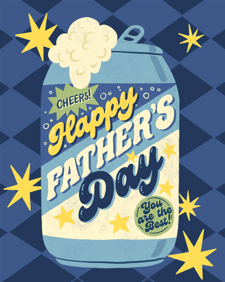 father's day dad beer can stars 