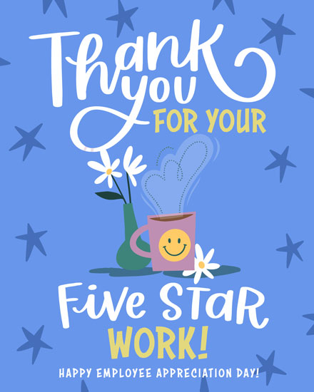 employee appreciation day card thank you for your 5 star work
