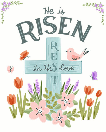 easter christian cross spring flowers birds butterflies risen