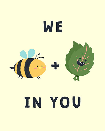 encouragement card bee leaves