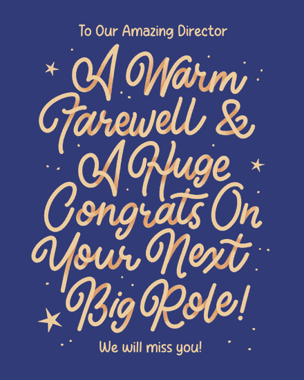farewell boss goodbye congrats lettering stars 