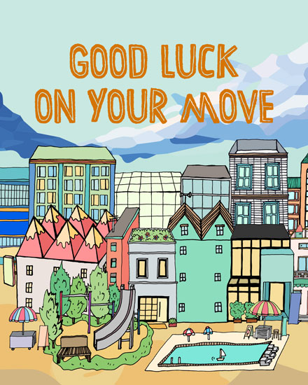 farewell card cityview move good luck