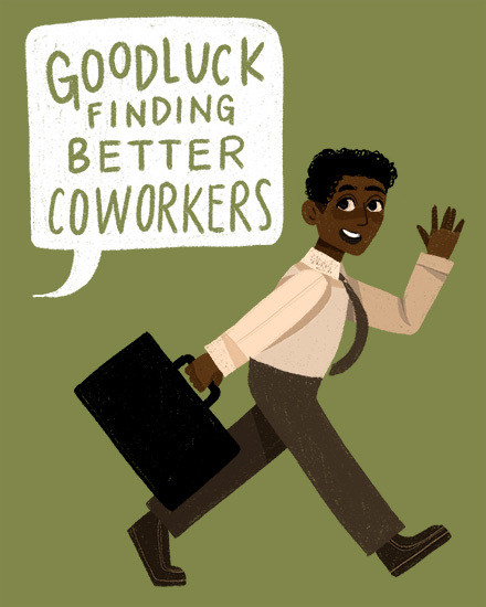 coworker man poc leaving colleague farewell card last day at work coworker leaving briefcase man good luck better farewell last day at work poc