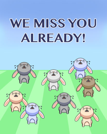 farewell card crying bunnies