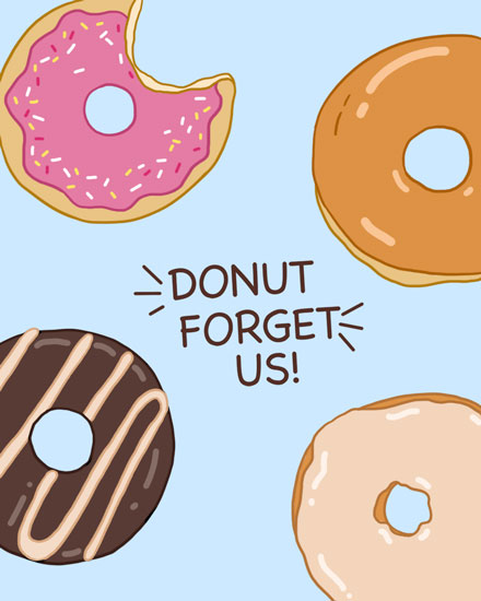farewell card donut forget us doughnut