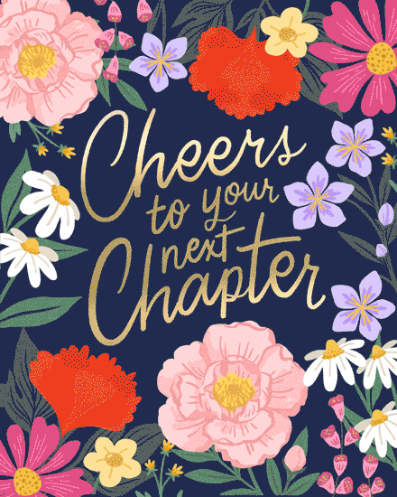 farewell floral frame gold lettering flowers 