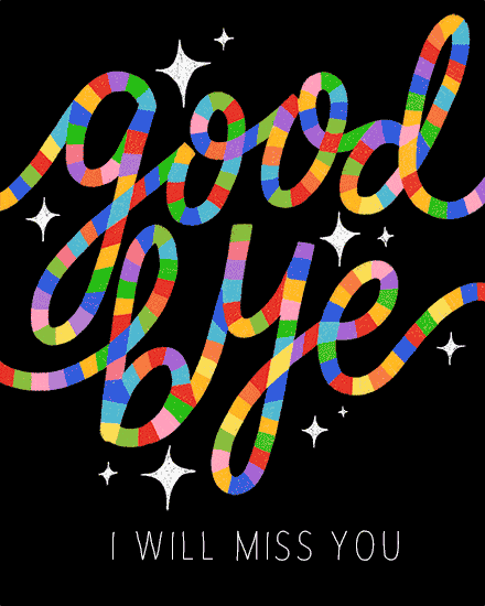 farewell letter squares stars goodbye rainbow colors 