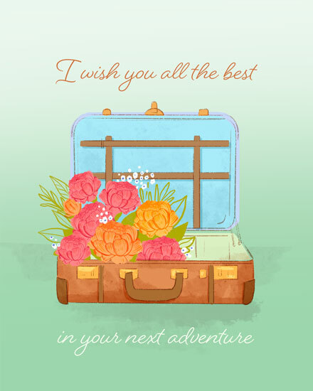farewell luggage flowers new job gg 
