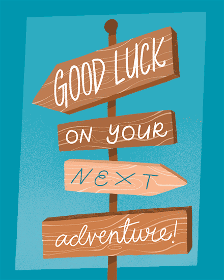 farewell card posters blue sign adventure last day at work traveler