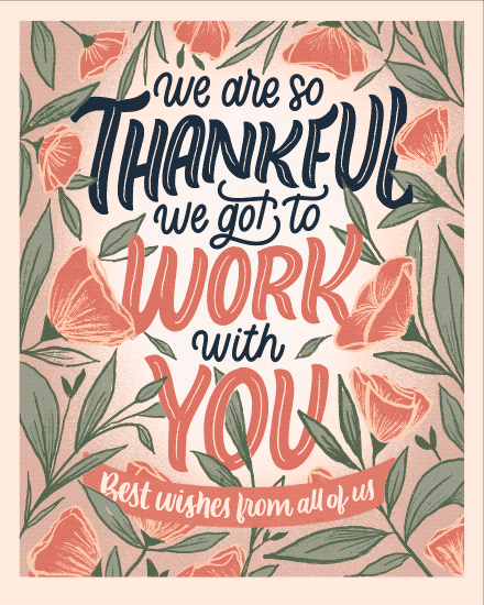farewell card thankful to work with you