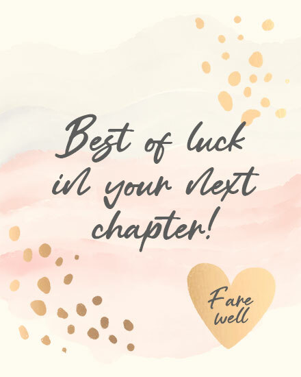 farewell watercolor gold foil heart next chapter best luck