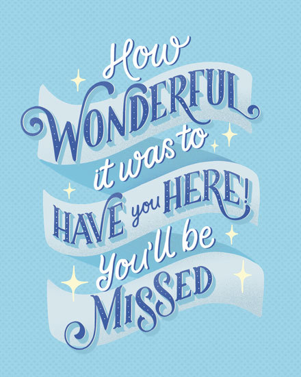 farewell card you will be missed  ribbon spark