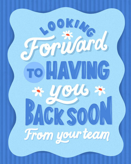 Blue greeting card with playful text and daisy motifs, expressing get well wishes.